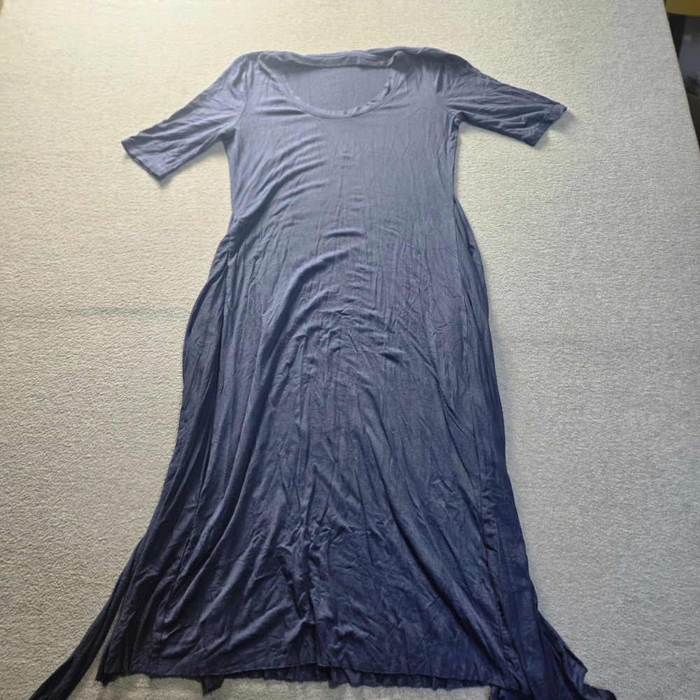 Athleta Tie Back Maxi Dress Womens XS Navy Blue Made USA Older Label Casual Boho